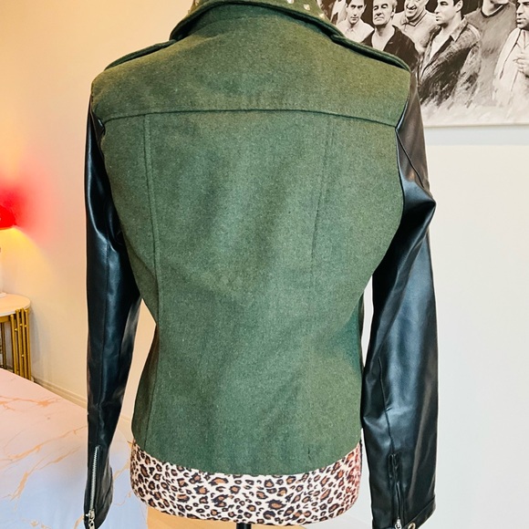 Spiked Military Green Jacket - Picture 7 of 10